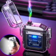 Transparent Rechargeable Lighter Waterproof ARC Electric USB Camping Flash light
